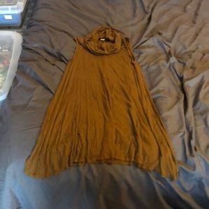 Ribbed turtle neck flowy dress